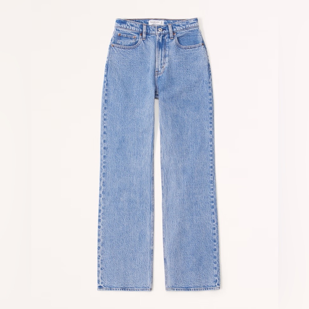 Abercrombie 90s High Rise Relaxed Jeans Curve Love Plus Size Straight Light Wash